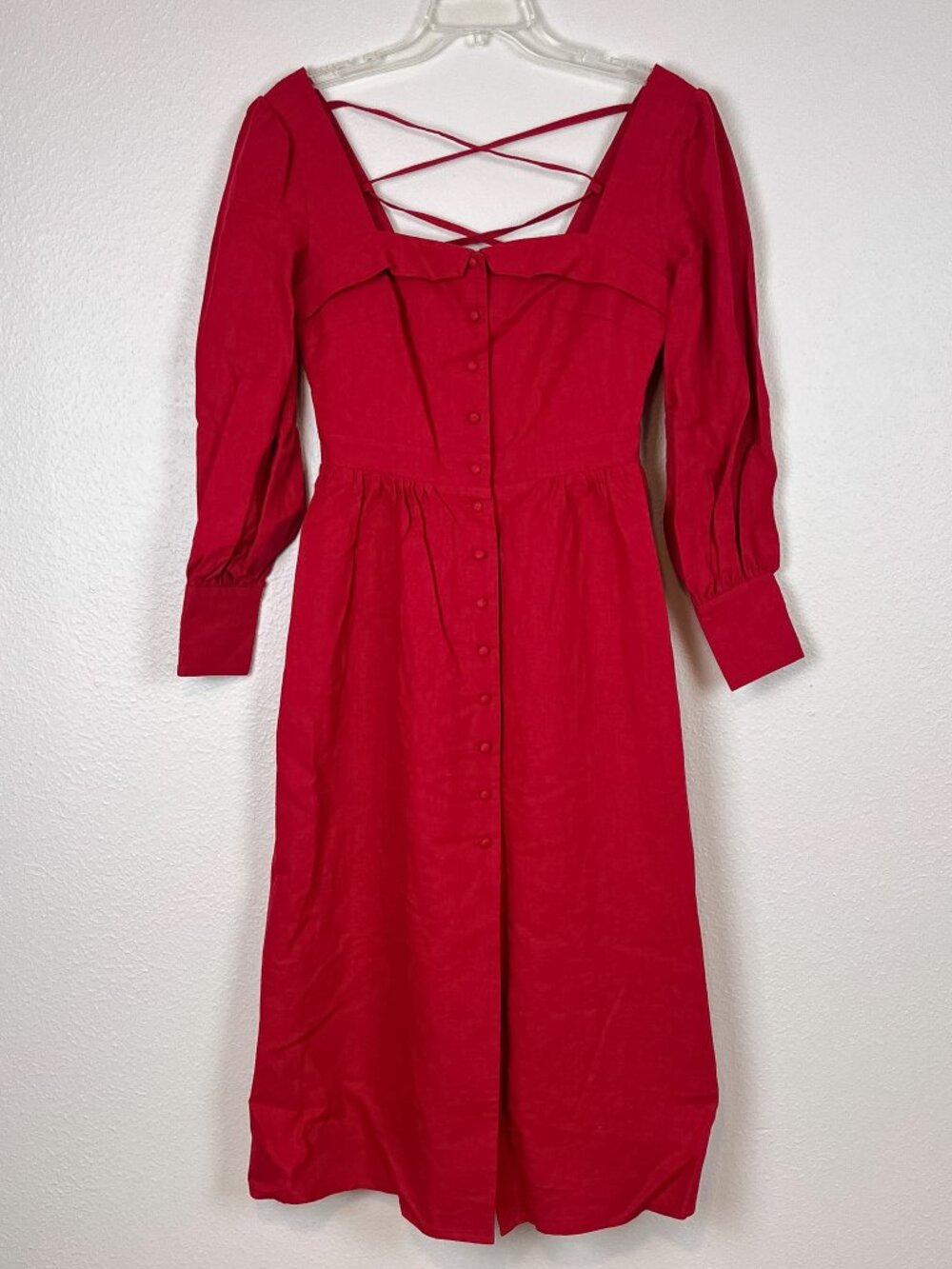 Gaala Paris Esther Mini Dress Womens 38 Red Linen/Cotton Blend Pockets NEW